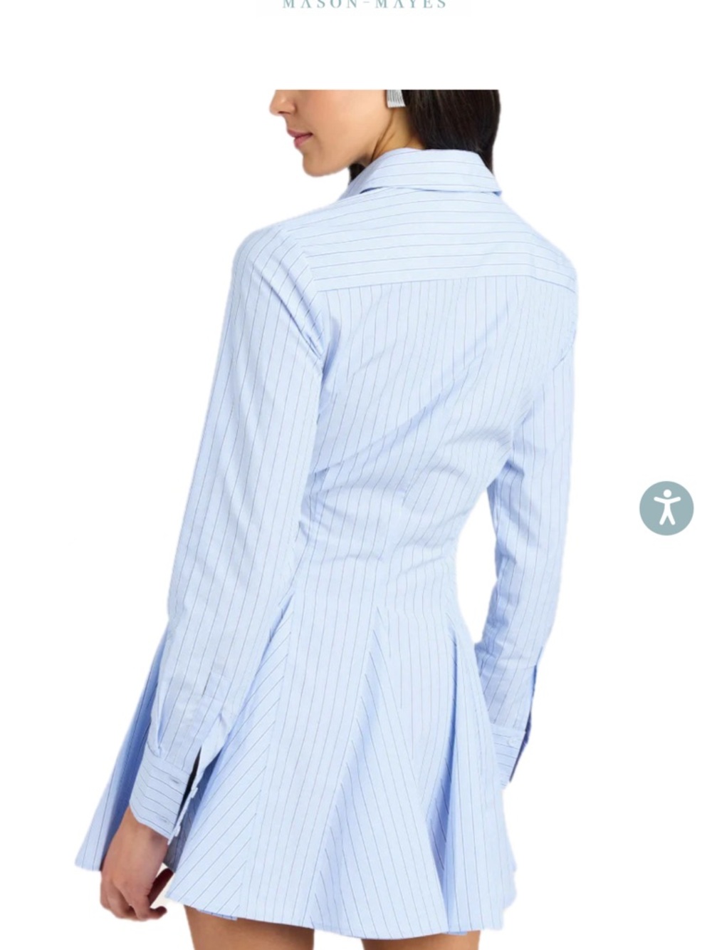 NWT Generation Love Light Blue Pinstripe Button-Front Shirt Dress - Picture 2 of 7